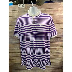 RLX Ralph Lauren Golf Polo Shirt Mens Large Striped Performance Purple White